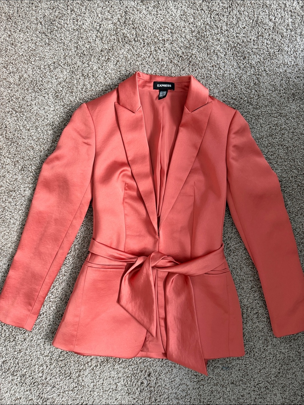 Express Coral Tie-Waist Blazer